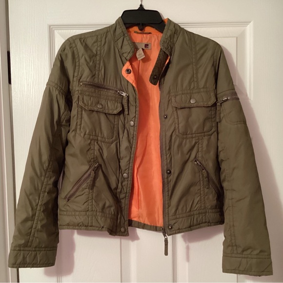 Navy Green Puff Jacket Size S Orang Lined - Picture 1 of 4